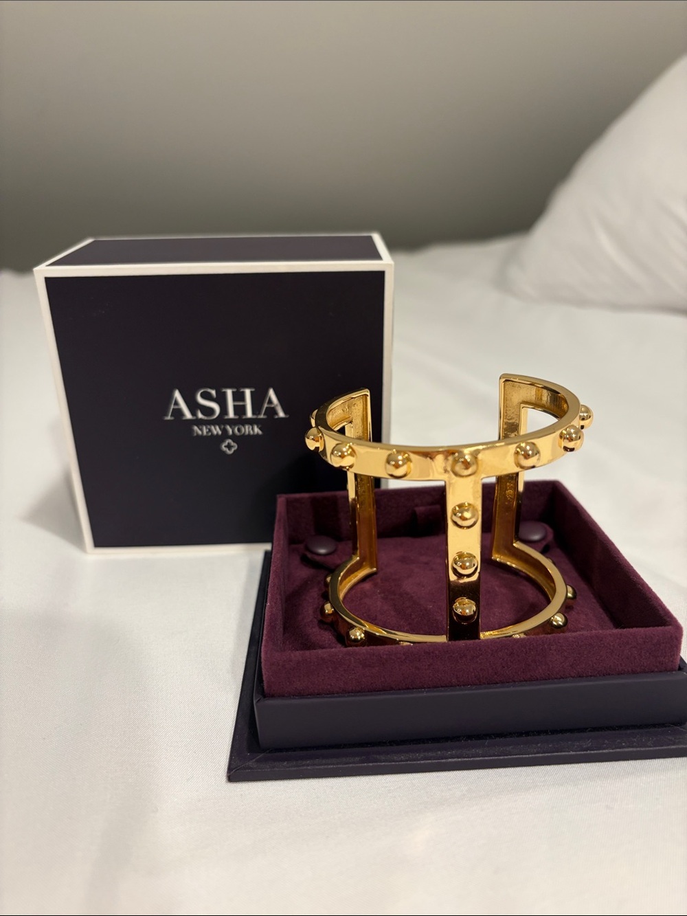 ASHA by Ashley McCormick Gold Studded Statement Cuff Bracelet